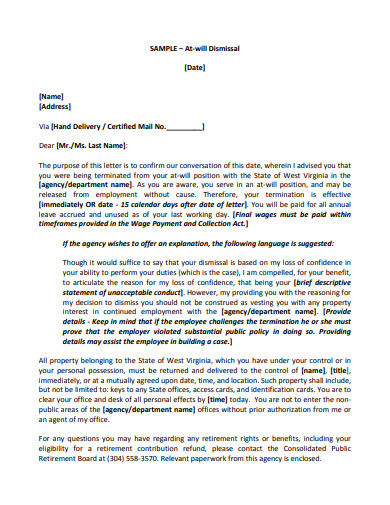 employment termination letter example