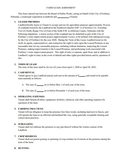 farm lease agreement in pdf