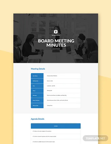 free board meeting minutes template