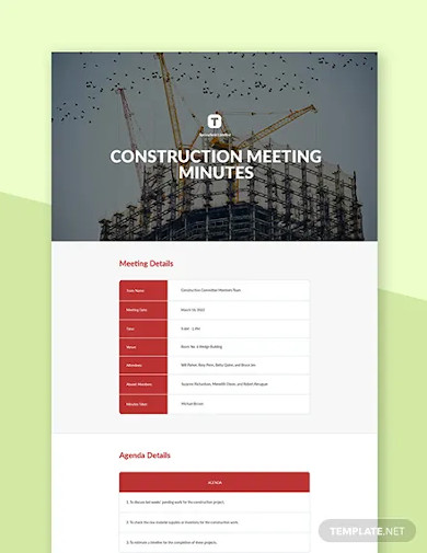 Free Construction Meeting Minutes Template