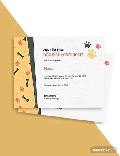 free dog birth certificate template
