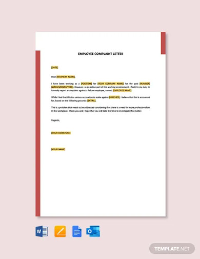 HR Complaint Letter - 10+ Examples, Format, Sample | Examples