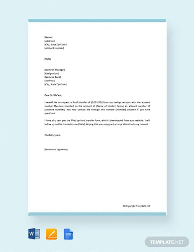 Fund Transfer Letter - 10+ Examples, Format, Sample | Examples