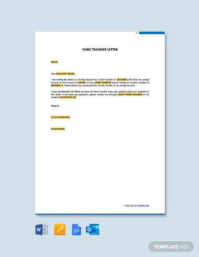 Fund Transfer Letter - 10+ Examples, Format, Sample | Examples