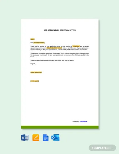 free job applicant rejection letter