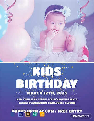 free kids birthday party flyer template