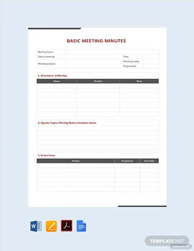 Free Simple Basic Meeting Minutes Template