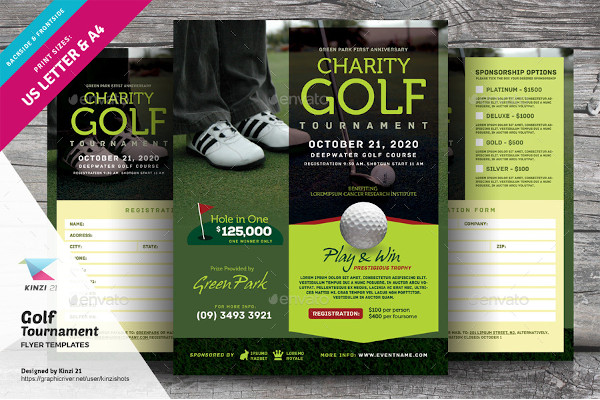 golf tournament double sided flyer