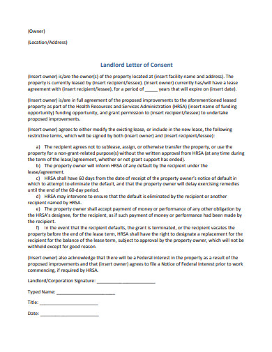 landlord letter of consent