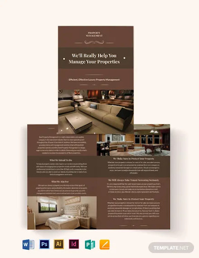 luxury property management bi fold brochure template