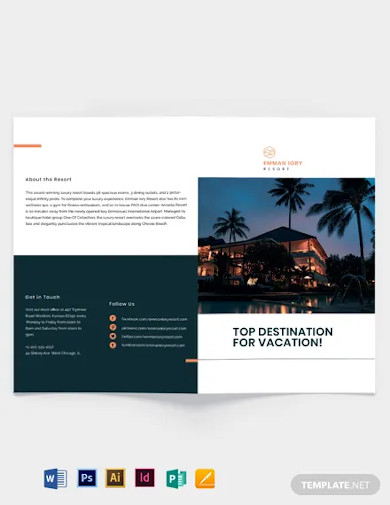 luxury resort bi fold brochure template