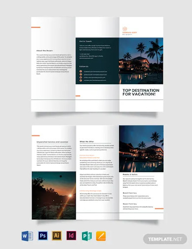 luxury resort tri fold brochure template