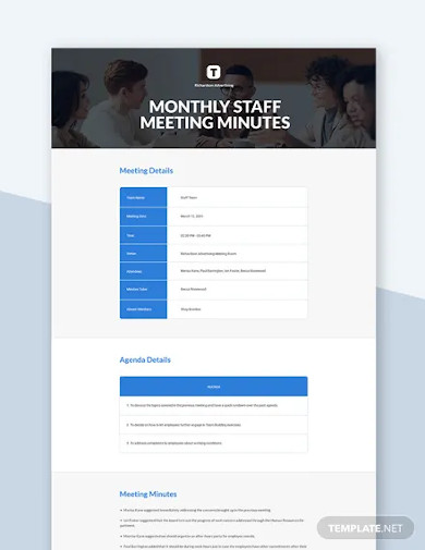 monthly staff meeting minutes template