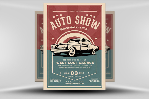 old classic car show flyer template
