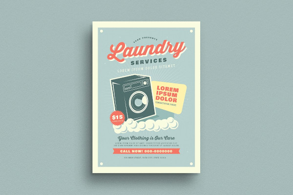retro laundry services flyer