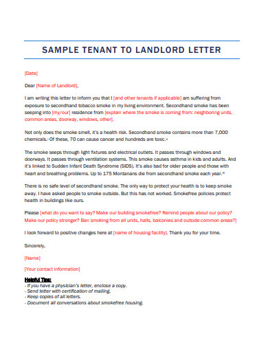 sample tenant to landlord letter
