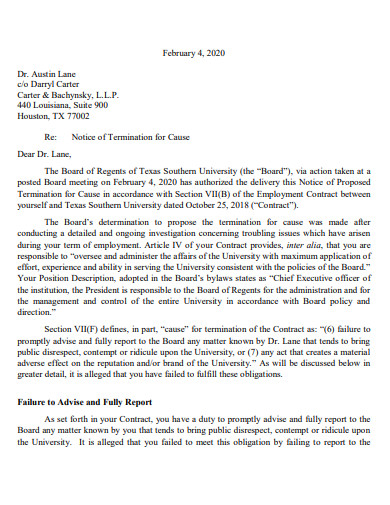university employment termination letter
