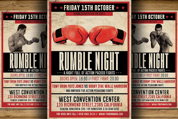 vintage boxing flyer template