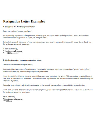 recipient resignation letter 