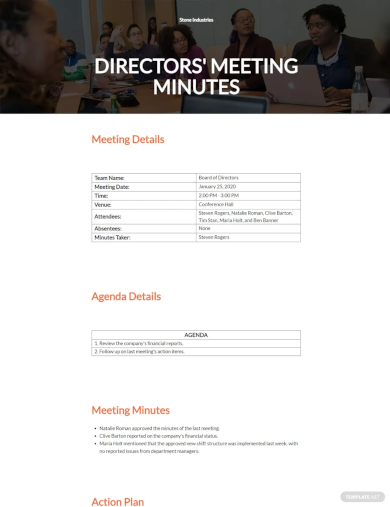 Minutes of Meeting of Directors Template