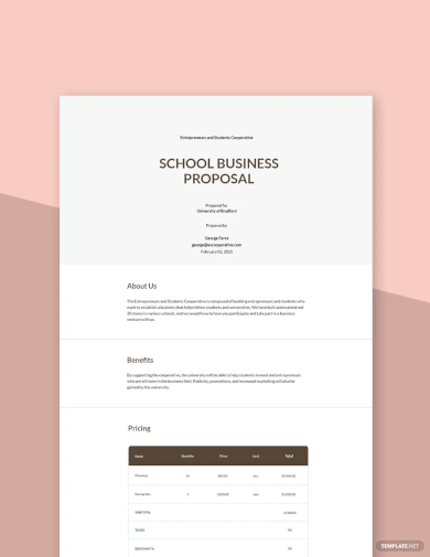 simple school business proposal template