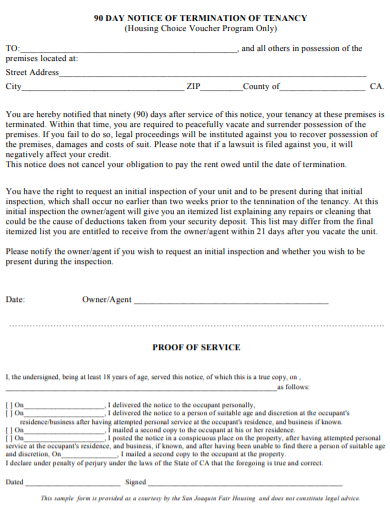 90 day eviction notice form