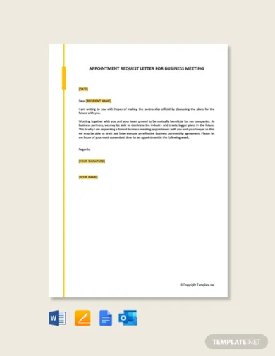 appointment request letter for business meeting template