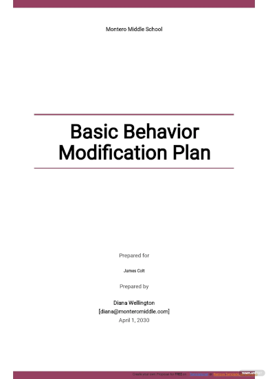 basic behavior modification plan template