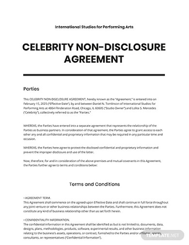 celebrity non disclosure agreement