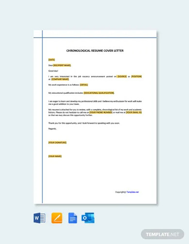 chronological resume cover letter template