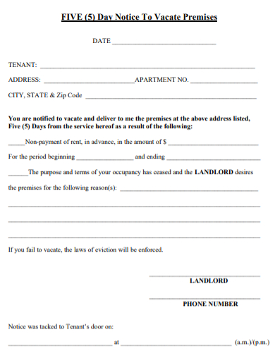 five day eviction notice form