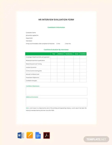 hr interview evaluation form template
