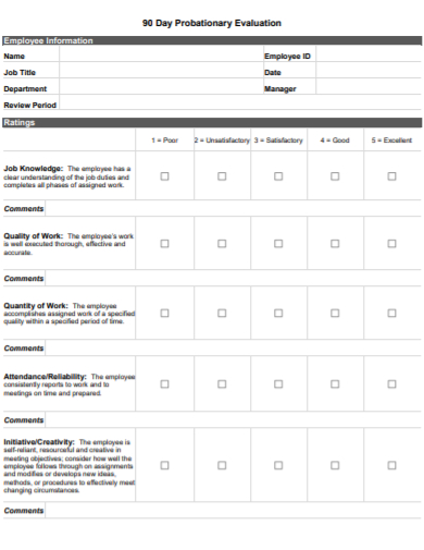 hr probationary evaluation form