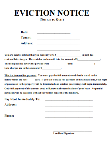 Printable Eviction Notice Form - 10+ Examples, Format, Pdf | Examples