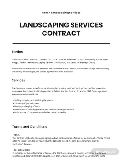 landscaping services contract template