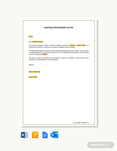 meeting appointment letter template