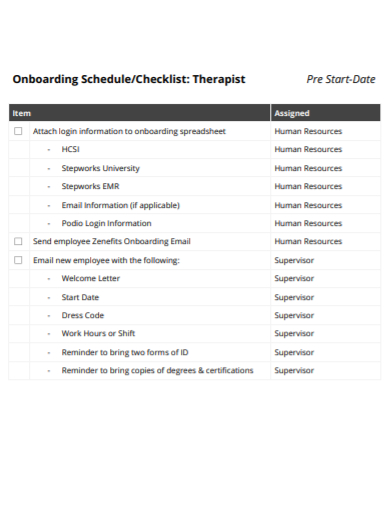 onboarding schedule template