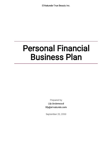 personal financial business plan template
