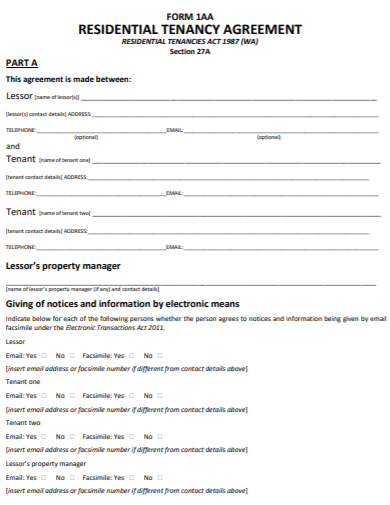 private lease agreement form