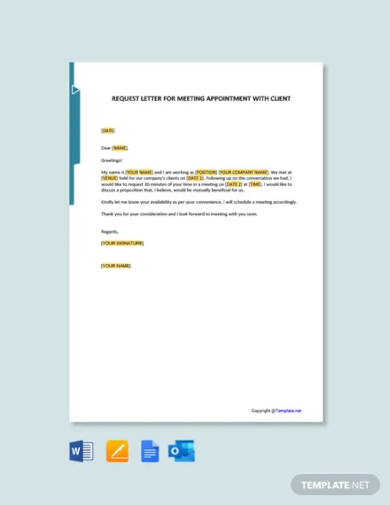 request letter for meeting appointment with client template