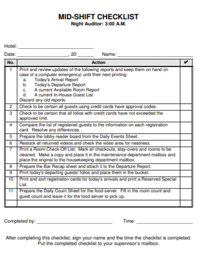 Shift Change Checklist - 10+ Examples, Format, Pdf | Examples
