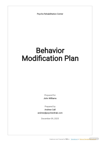 simple behavior modification plan template