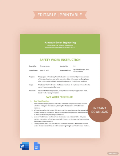 visual work instruction template