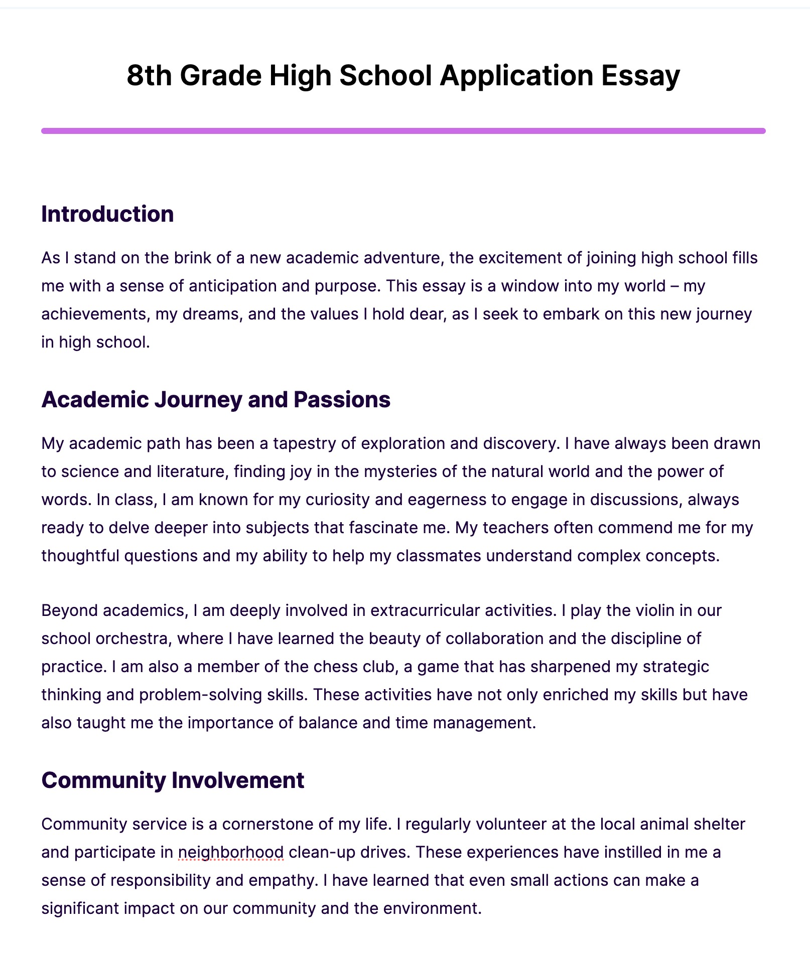 how to start high school application essay