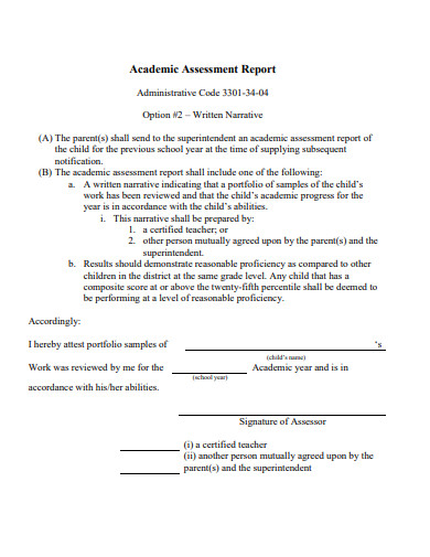 academic assessment report