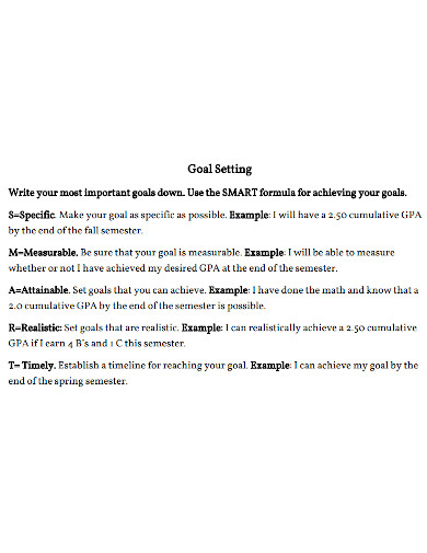 Academic Goals For College Students 6 Examples Format Sample