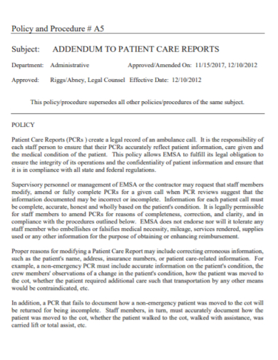 Patient Care Report 10 Examples Format Pdf Examples