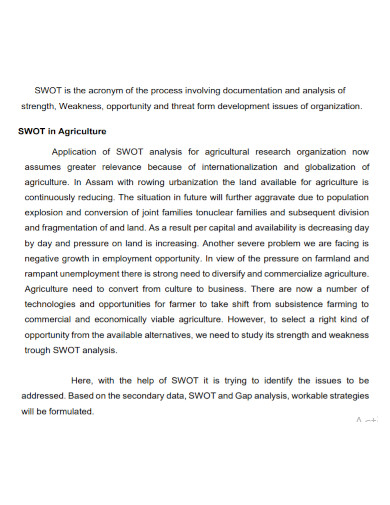 agricultural farm swot analysis