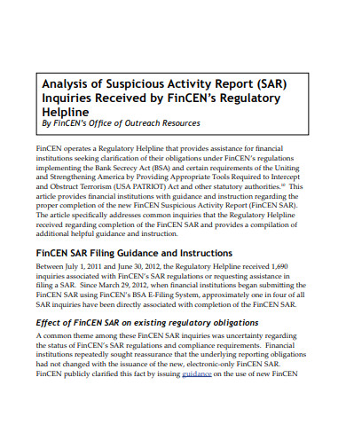 analysis of suspicious activity report