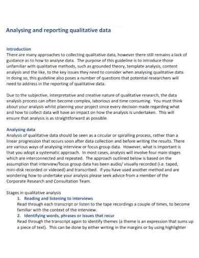 analyzing and reporting qualitative data